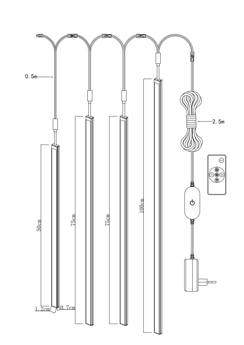 Nolo LED-Leuchtenset für Akustik-Paneele C16544PN L: ca. 100 cm