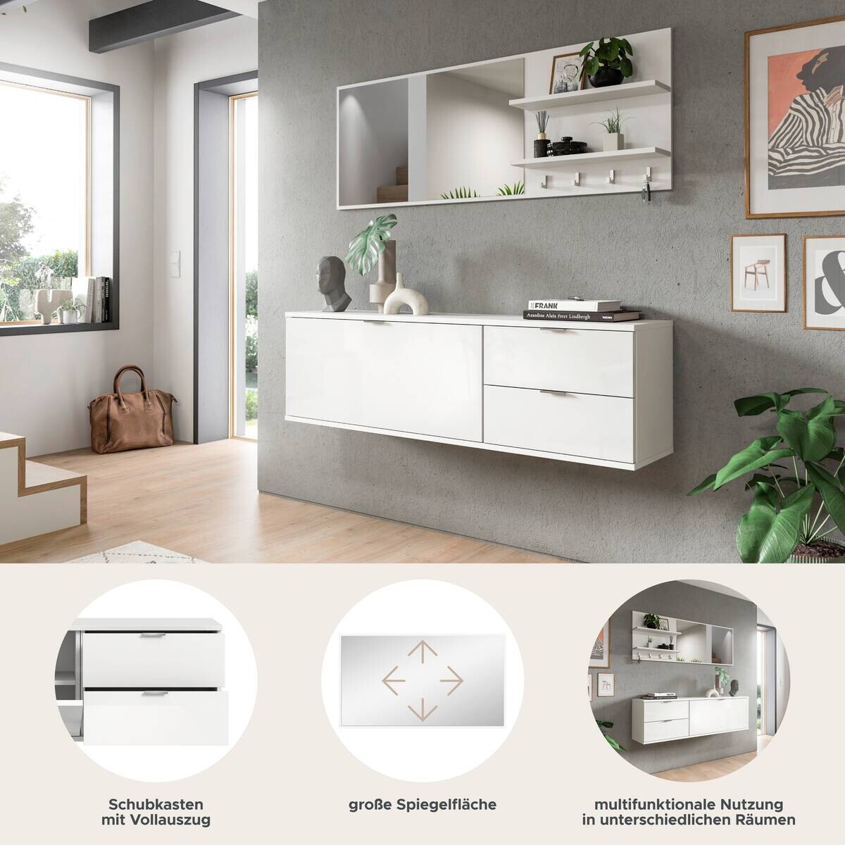 Garderobe PROJEKT X weiß weiß Hochglanz B/H/T: ca. 144x191x37 cm