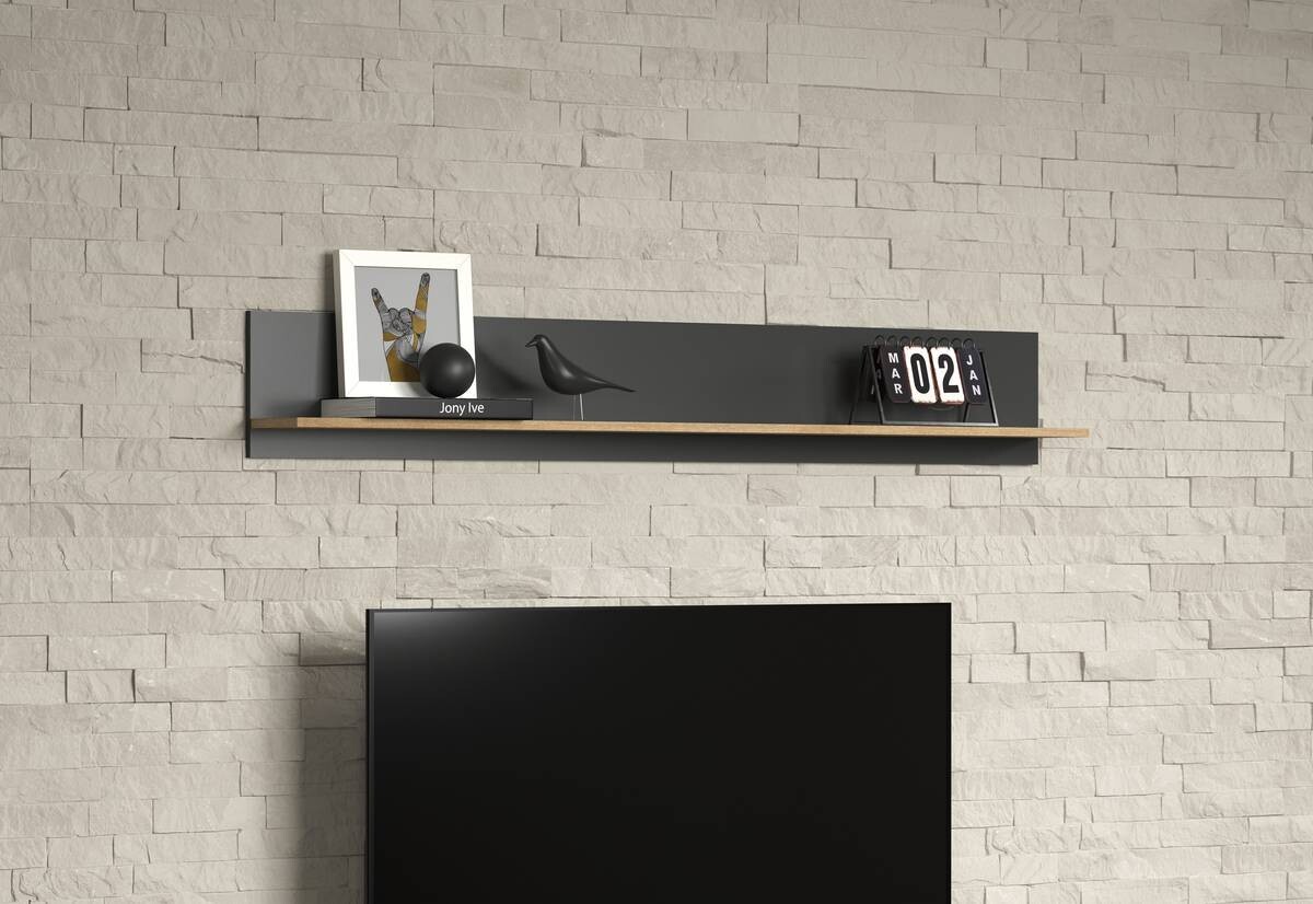 Wandboard Esteban anthrazit Eiche Evoke Coast Nachbildung B/H/T: ca. 167x25x17 cm