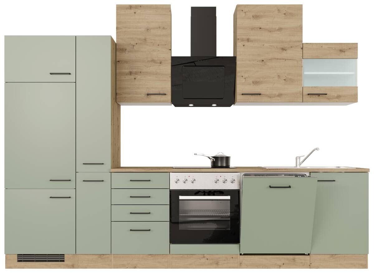Küchenblock Cara grün matt B/H/T: ca. 310x234x60 cm