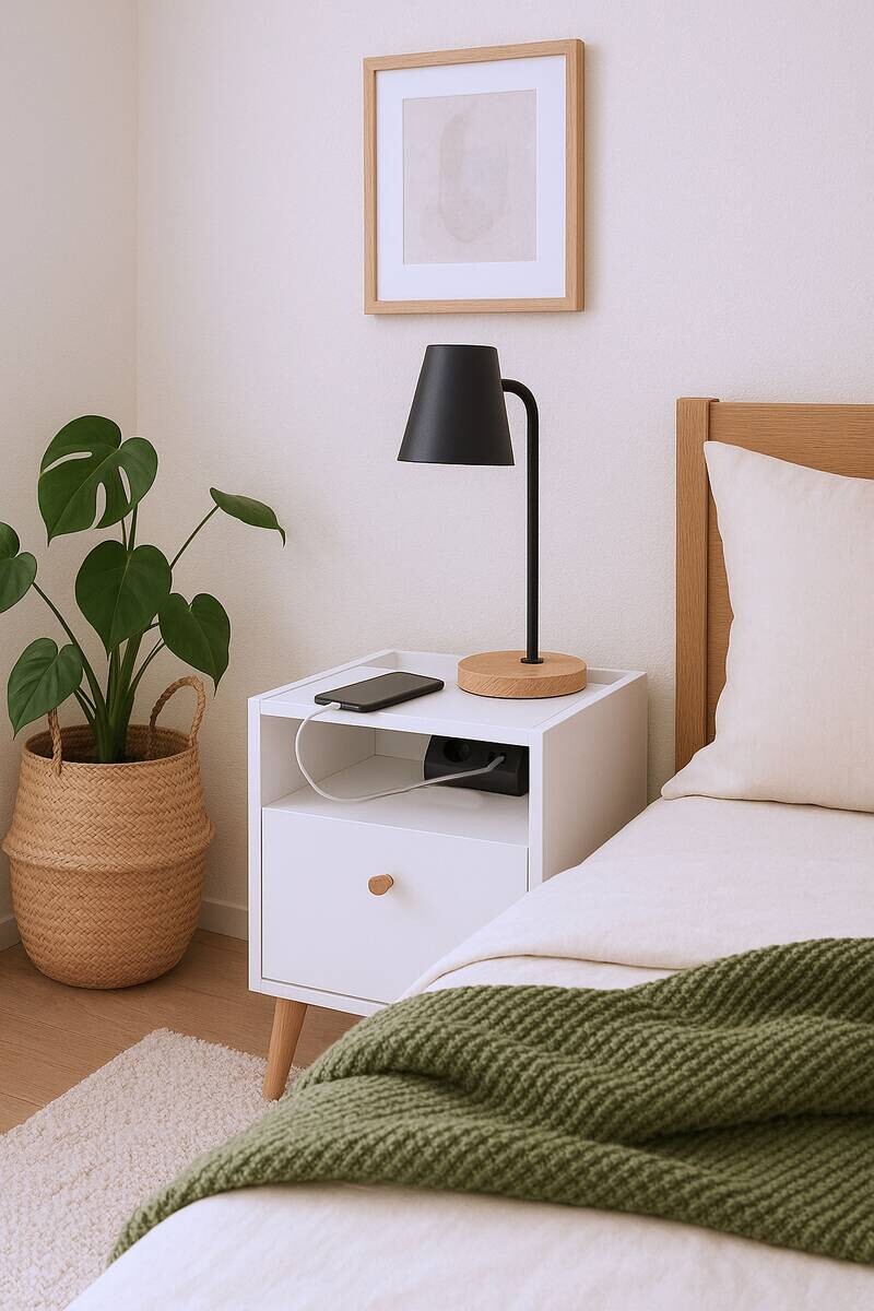 Nachtkonsole Bjarne weiß B/H/T: ca. 40,2x50,1x32,7 cm