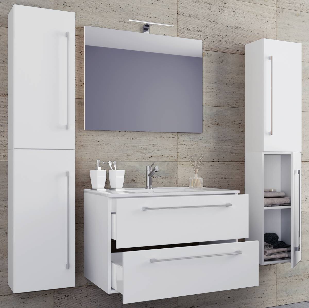 Waschplatz 5tlg-Badinos weiß B/H/T: ca. 80x50x46 cm