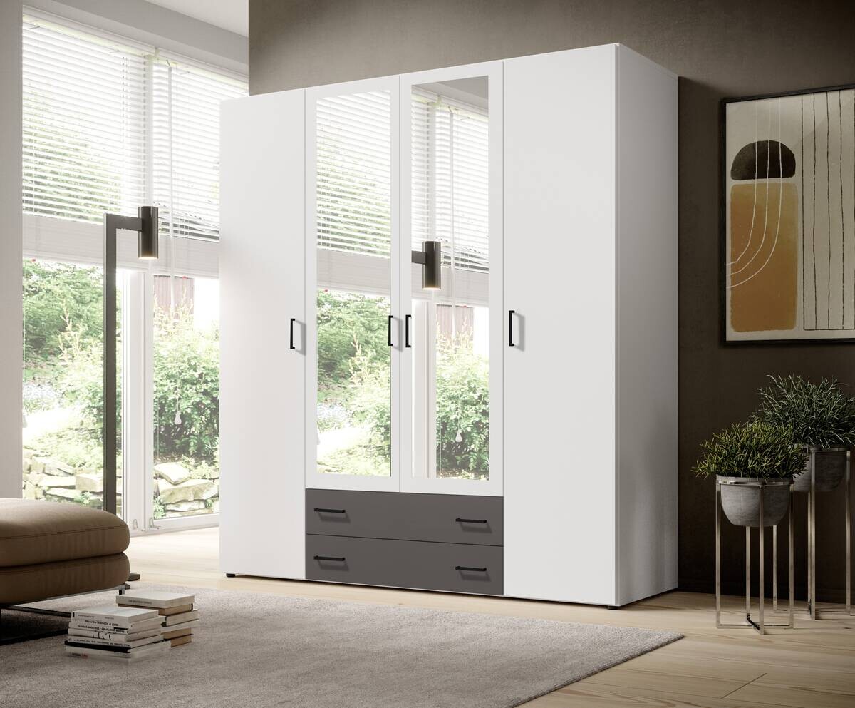 Kleiderschrank Base 4 weiß B/H/T: ca. 161x176x51 cm Kleiderschrank Base 4 weiß B/H/T: ca. 161x176x51 cm