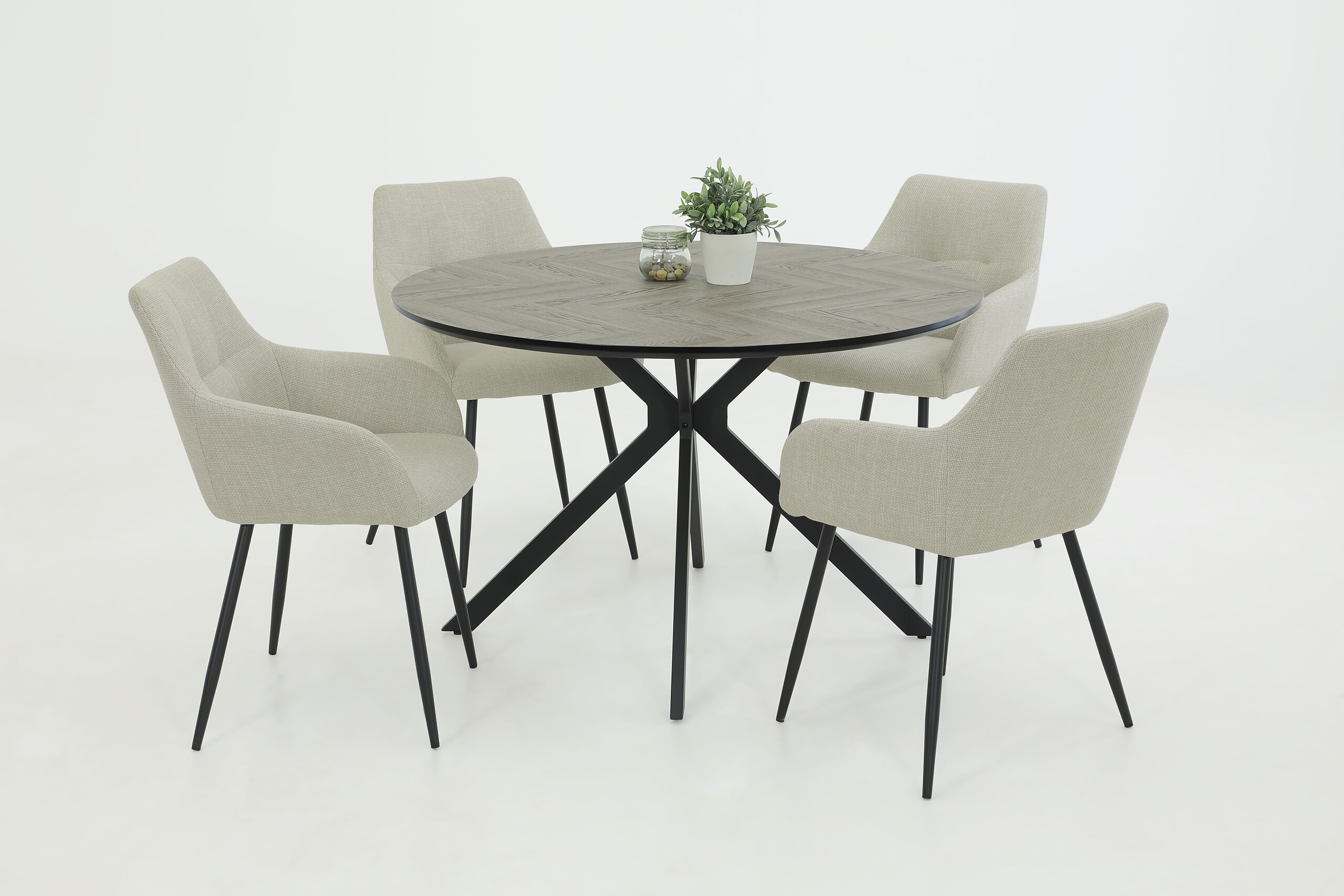 Armlehnstuhl Maria, 2er-Set beige Microfaser Webstoff B/H/T: ca. 55x84x61 cm