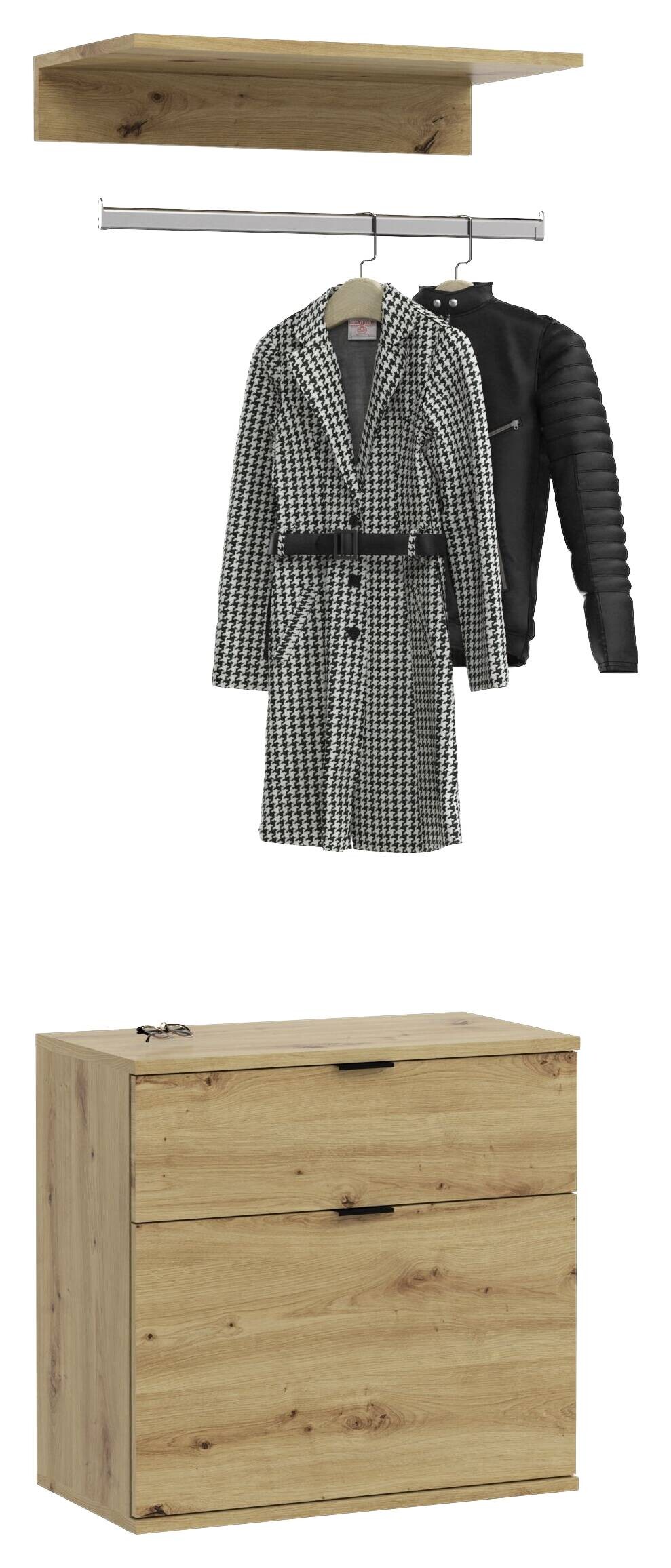 Garderobenset PROJEKT Eiche Artisan Nachbildung B/H/T: ca. 61x193x34 cm Garderobenset PROJEKT Eiche Artisan Nachbildung B/H/T: ca. 61x193x34 cm