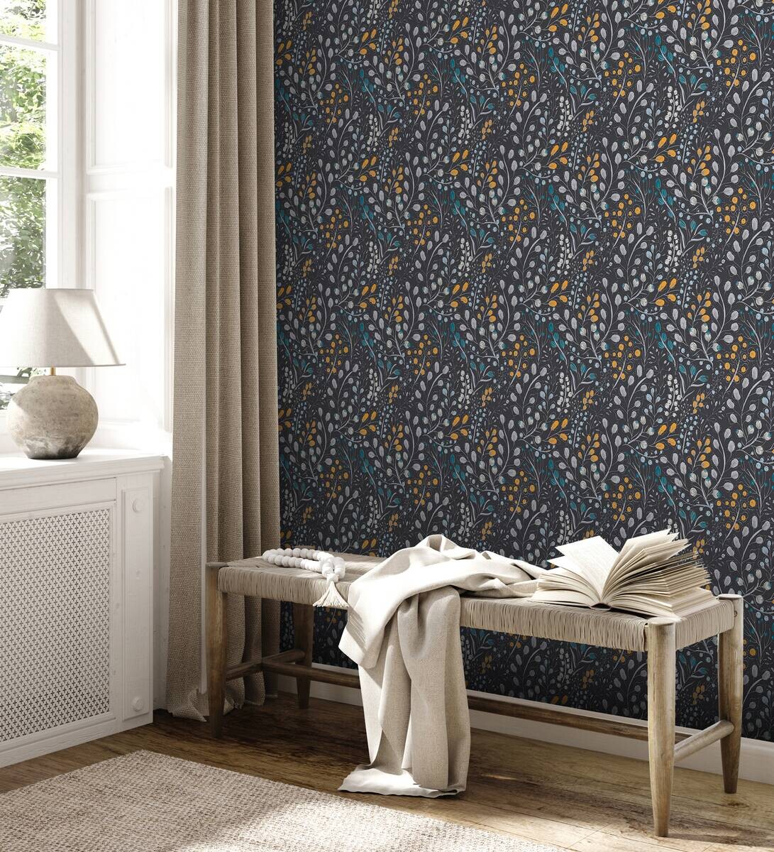 A.S.Creation Vliestapete Attractive 2 Floral schwarz B/L: ca. 53x1005 cm