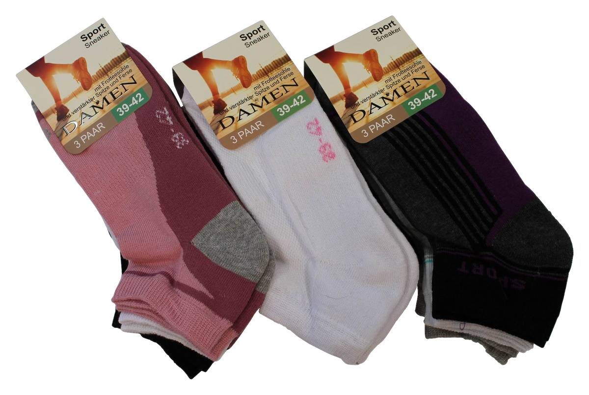 Damen-Socken sortiert 3 Packstücke Größe 35-38