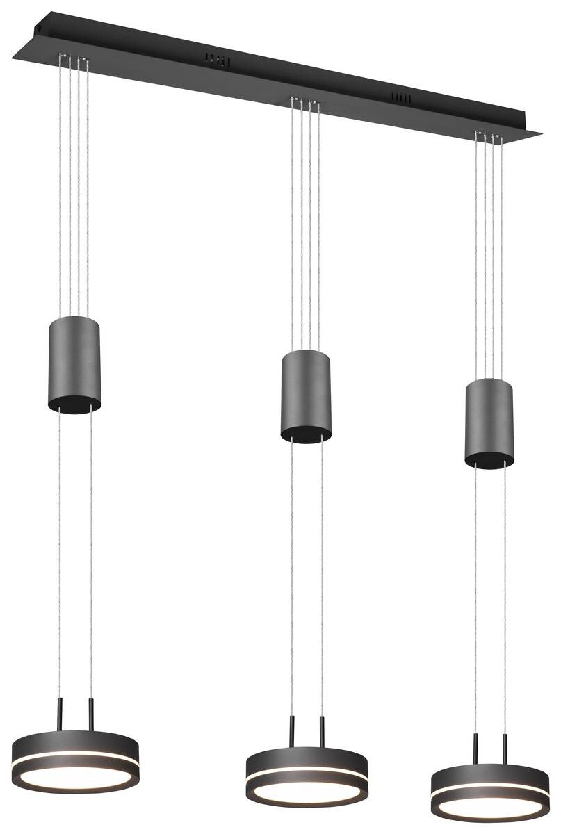 TRIO Pendelleuchte Franklin anthrazit Aluminium B/H/T: ca. 85x150x14 cm 3.0 Brennstellen