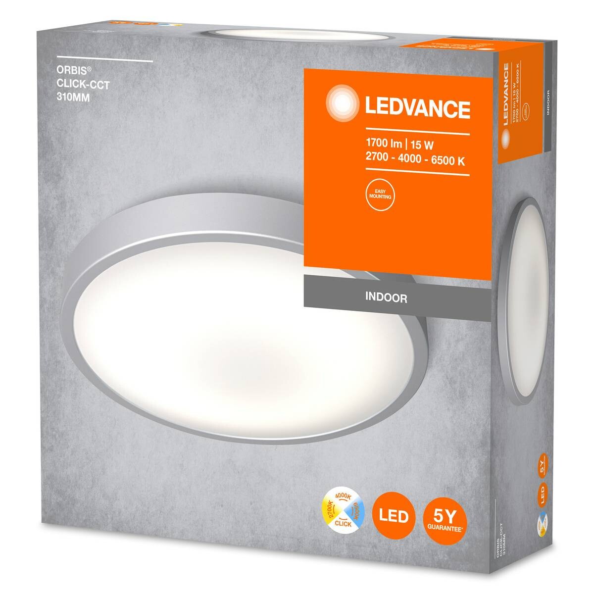 LEDVANCE LED-Wand-/Deckenleuchte Orbis silber weiß Aluminium Kunststoff H/D: ca. 8x31 cm