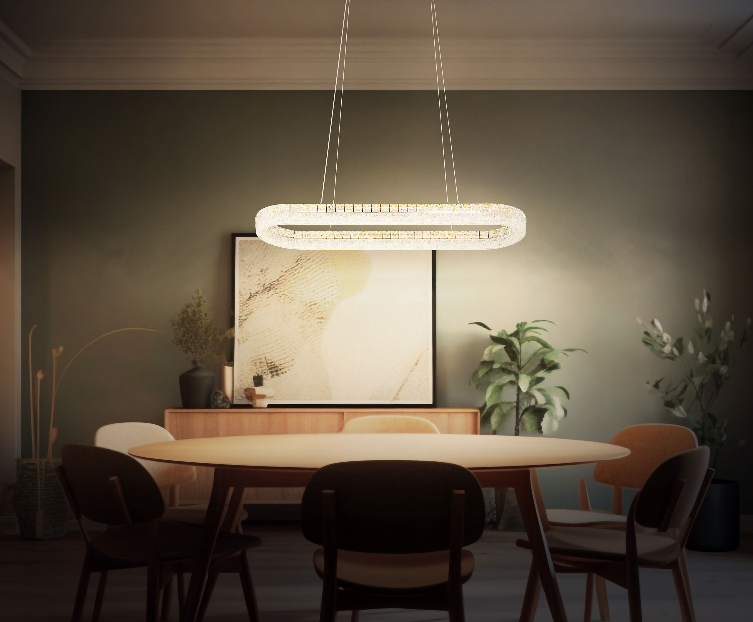 GLOBO Hängeleuchte klar Chrom Glas Metall Acryl B/H/L: ca. 31,5x120x100,1 cm 1.0 Brennstellen