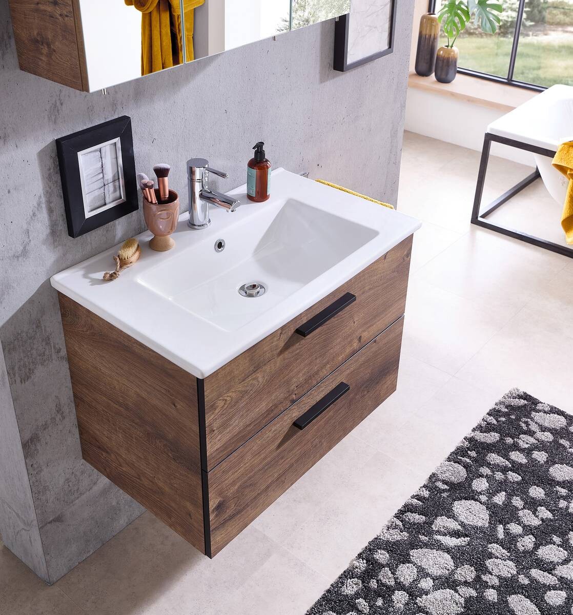 Badezimmer-Set Quickset 374 Eiche Ribeck Nachbildung B/H/T: ca. 75x200x45 cm