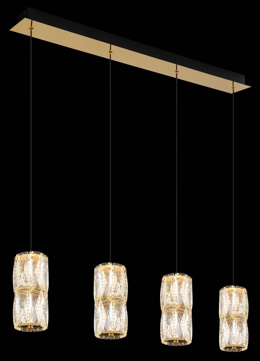 GLOBO Pendelleuchte mattschwarz gold klar Glas Metall B/H/T/L: ca. 9,5x150x84,5x84,5 cm 1.0 Brennstellen