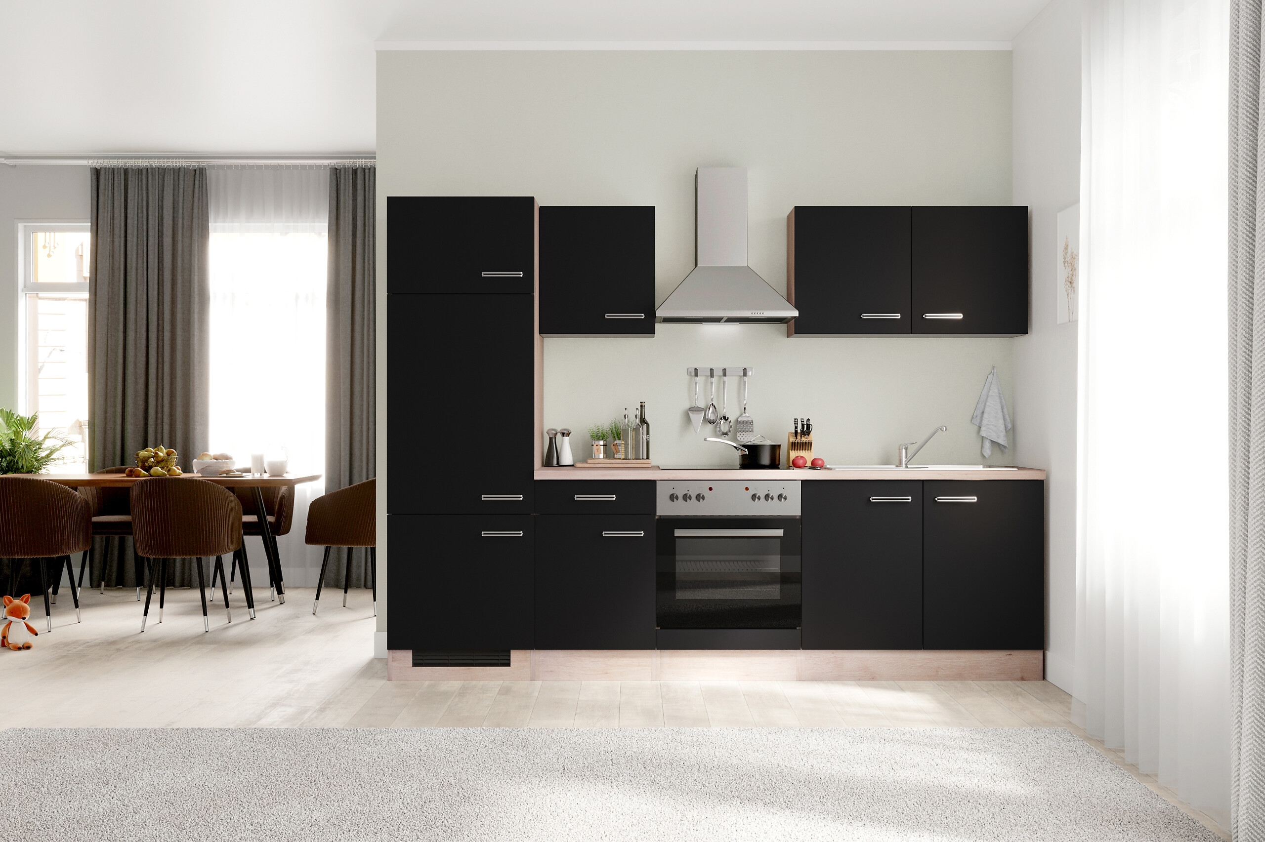 Küchenblock Elva anthrazit strukturiert B/H/T: ca. 270x200x60 cm