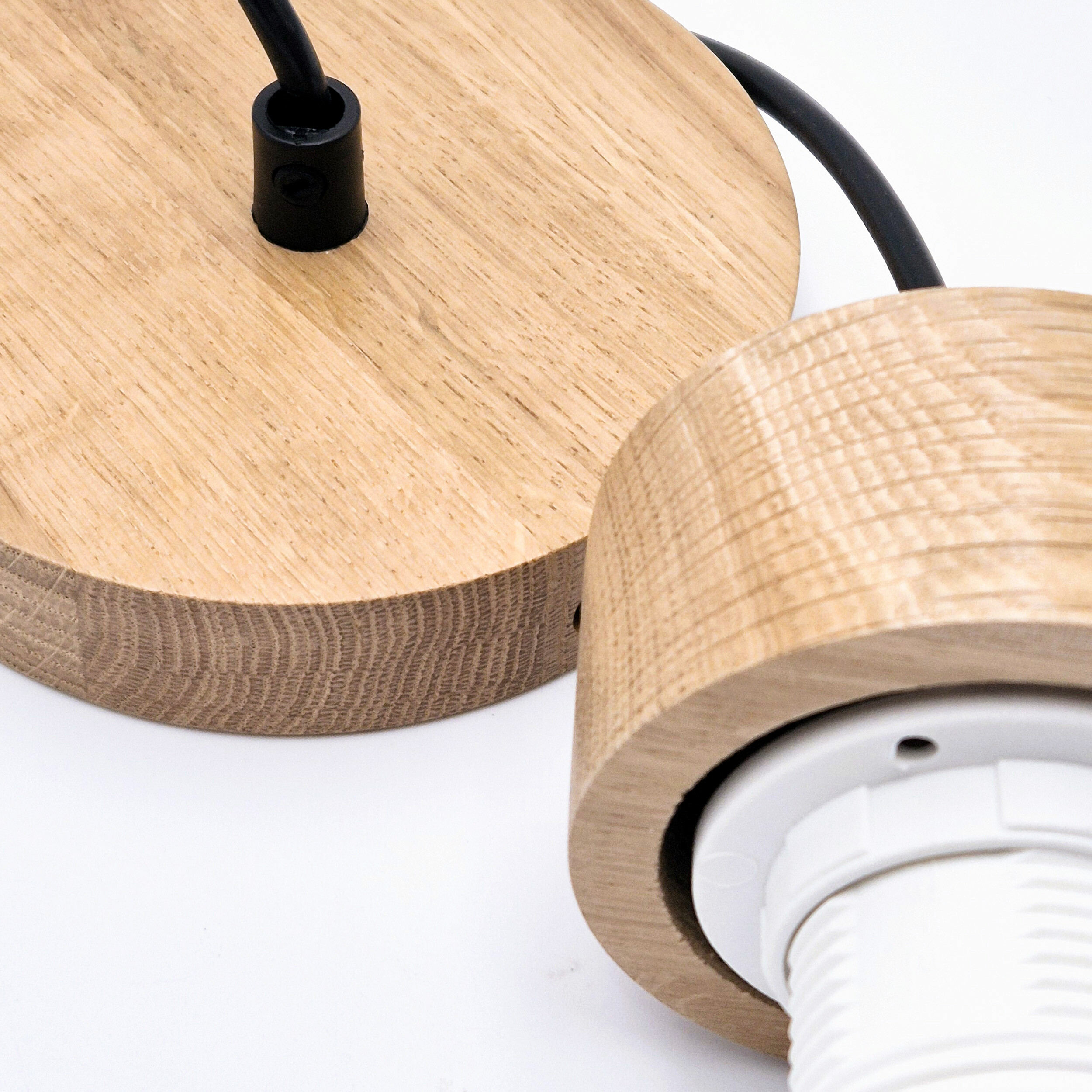 Lamkur Hängeleuchte Harmony weiß Eiche Glas Holz B/H/L: ca. 20x105x20 cm 1.0 Brennstellen