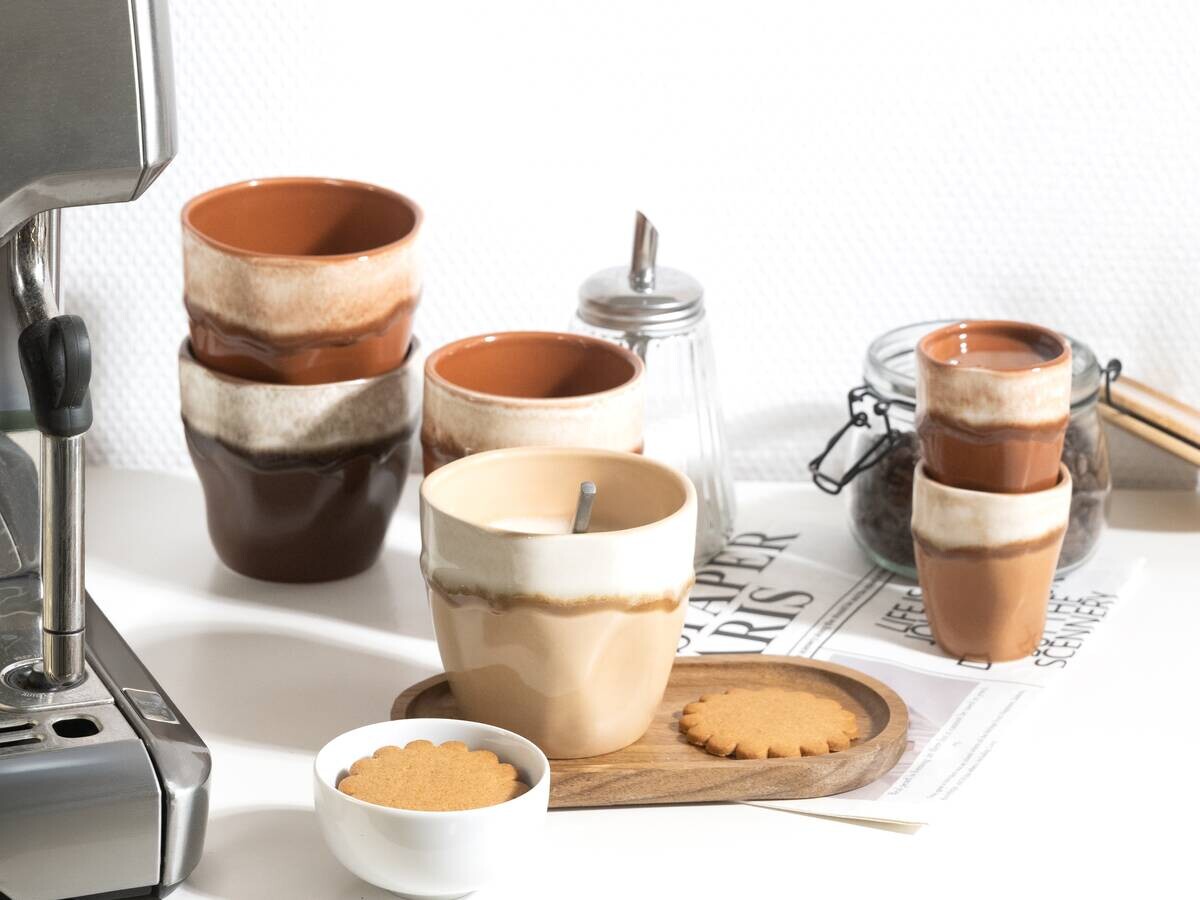 CreaTable Teetassenset Squeezy Mocha braun Steinzeug 4 tlg.