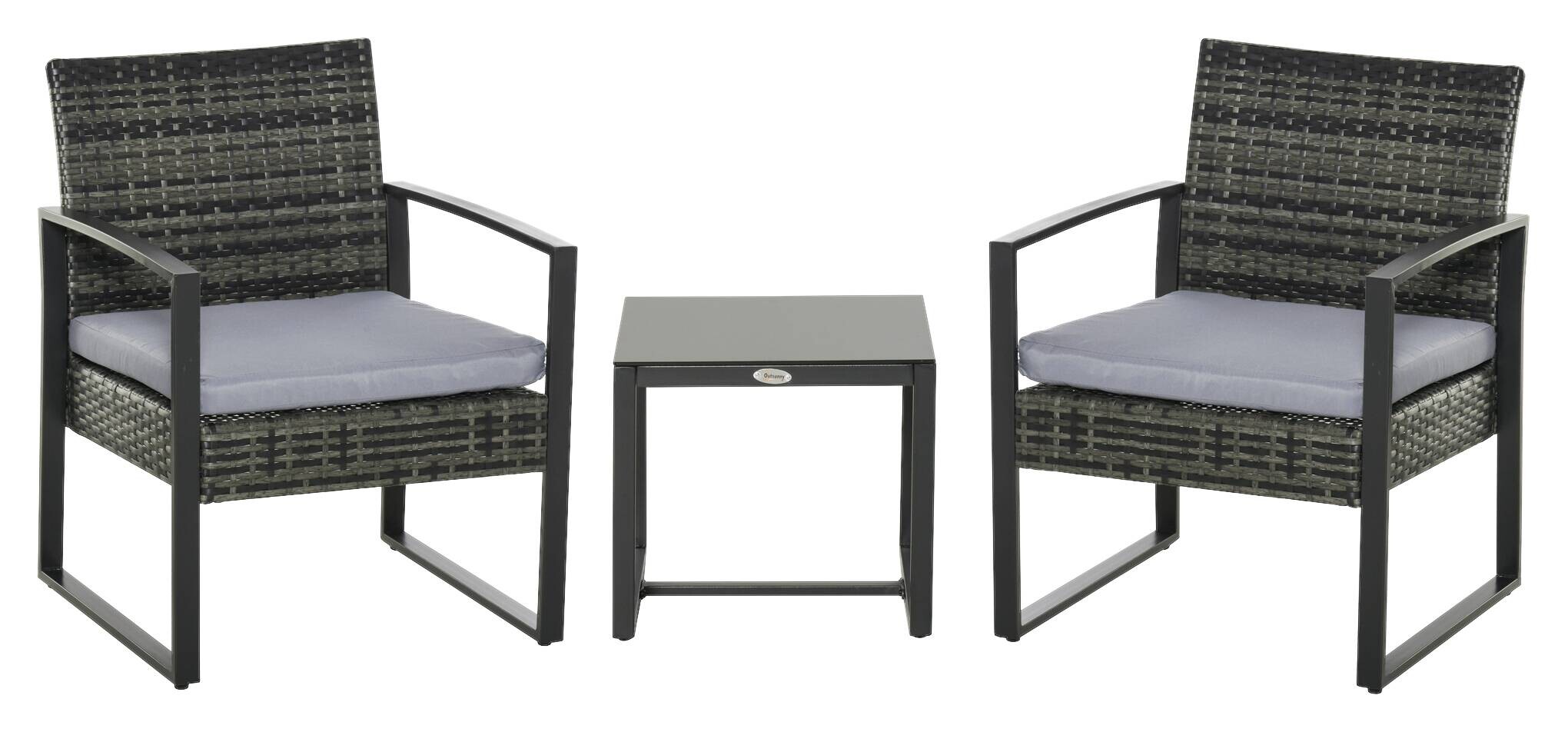 Outsunny Sitzgruppe grau Polyrattan B/H/L: ca. 57x63x76 cm