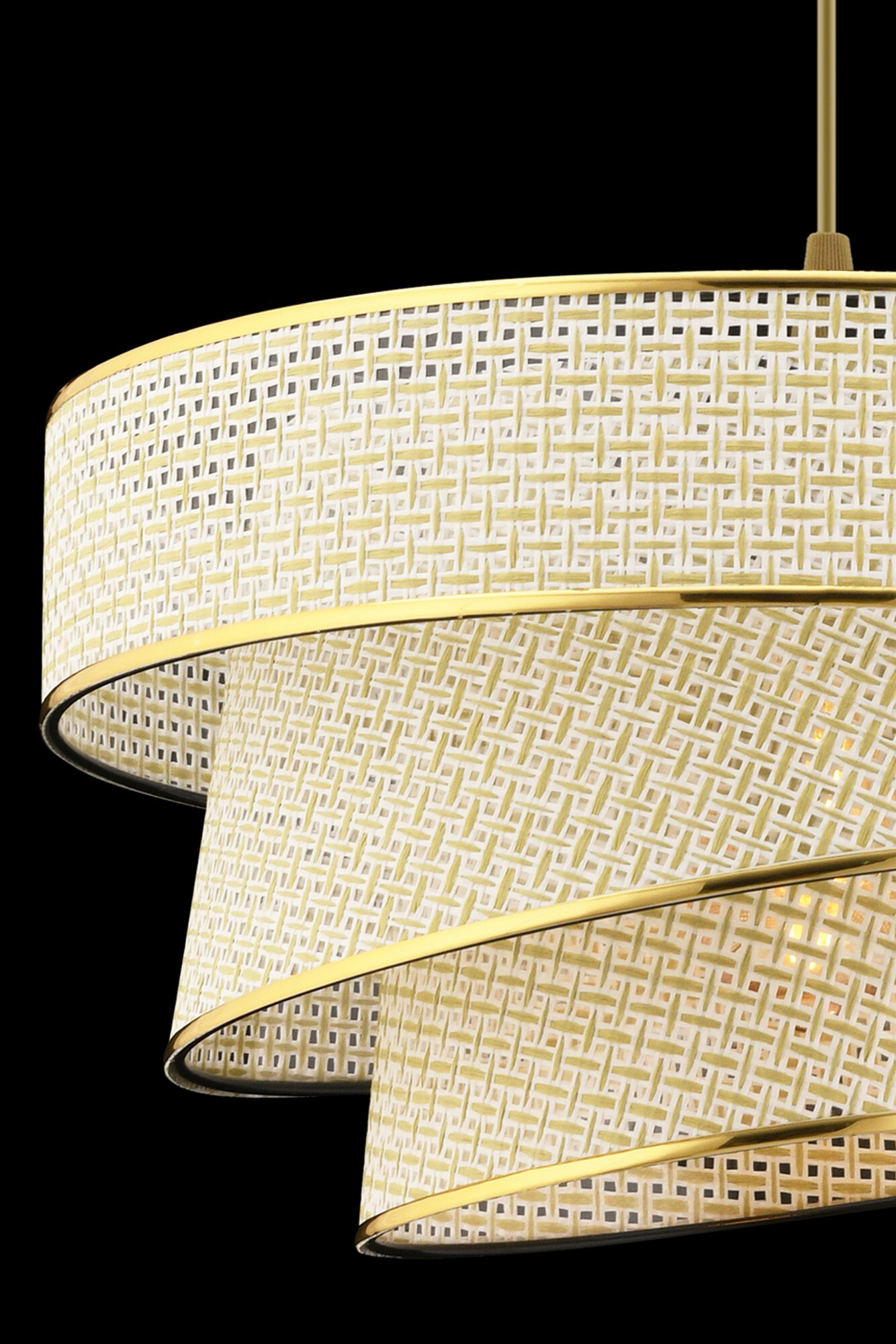 Opviq Pendelleuchte Couper gold creme Metall Baumwolle B/H/L: ca. 40x72x40 cm E27 1 Brennstellen