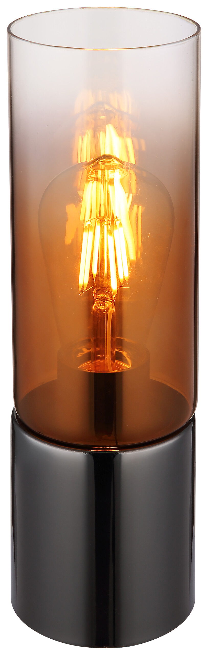 GLOBO Tischleuchte Kupfer Chrom Glas Metall H/D: ca. 30x9 cm E27 1 Brennstellen