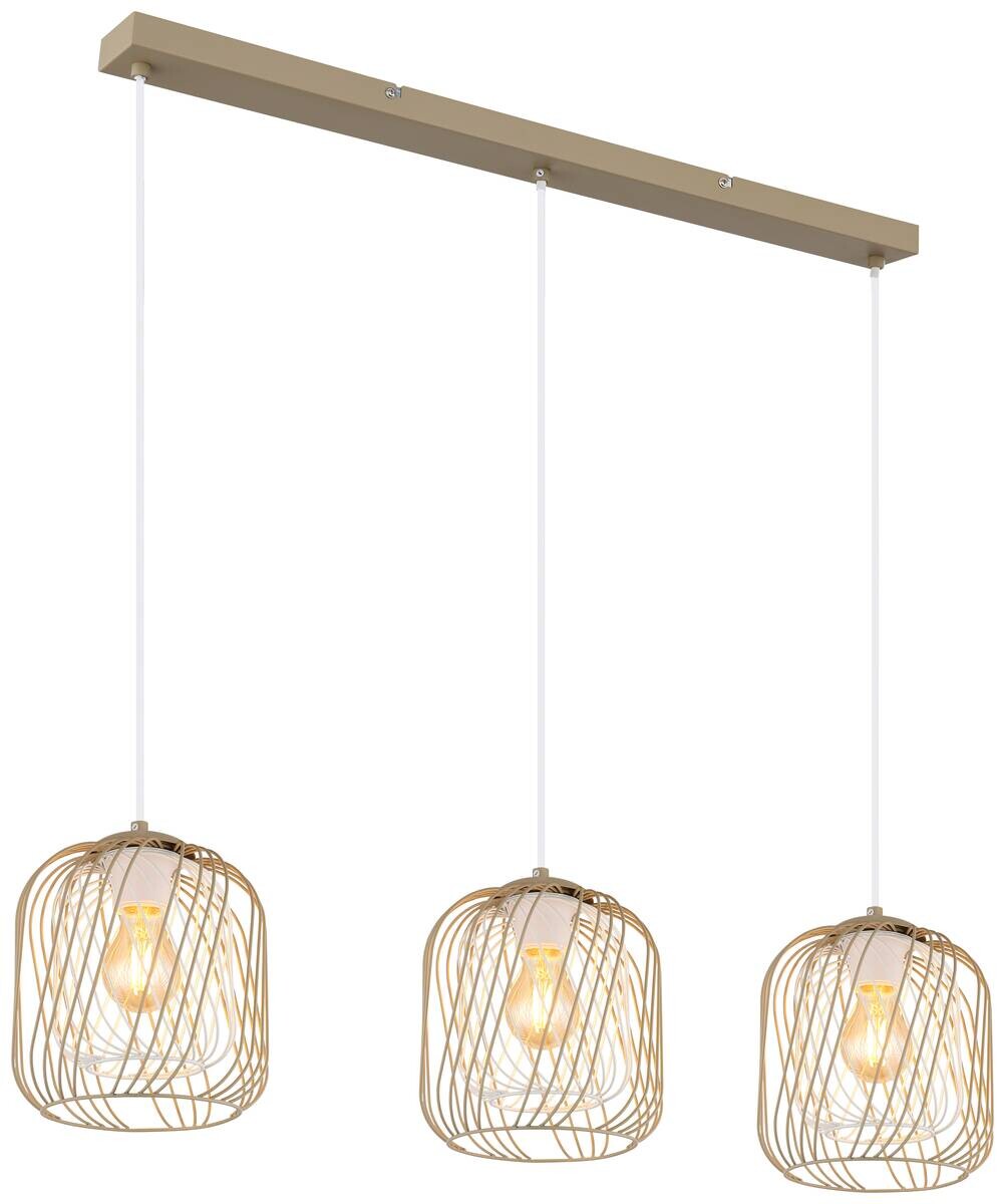 GLOBO Pendelleuchte Dichti sand Metall B/H/L: ca. 18x150x84 cm E27 3 Brennstellen