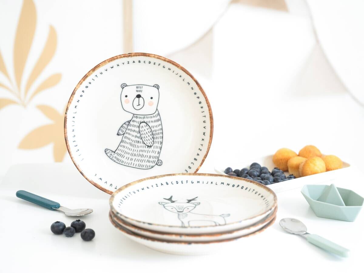 CreaTable Tellerset Freunde des Waldes braun Steinzeug D: ca. 21 cm