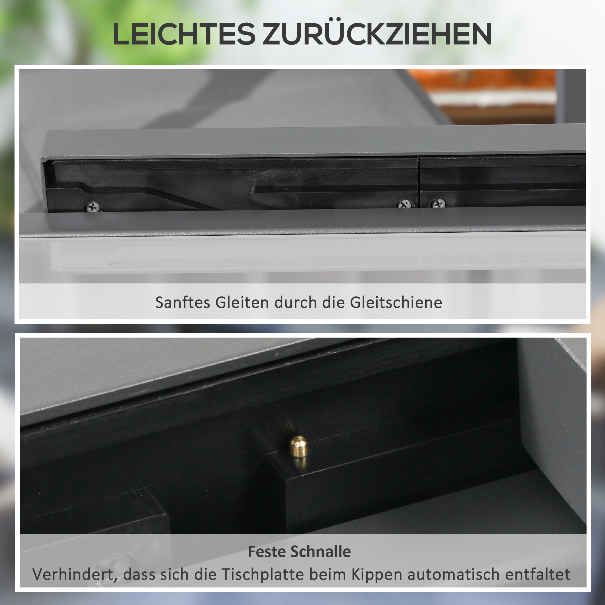 Outsunny Gartentisch schwarz Aluminium B/H/L: ca. 80x75x160 cm