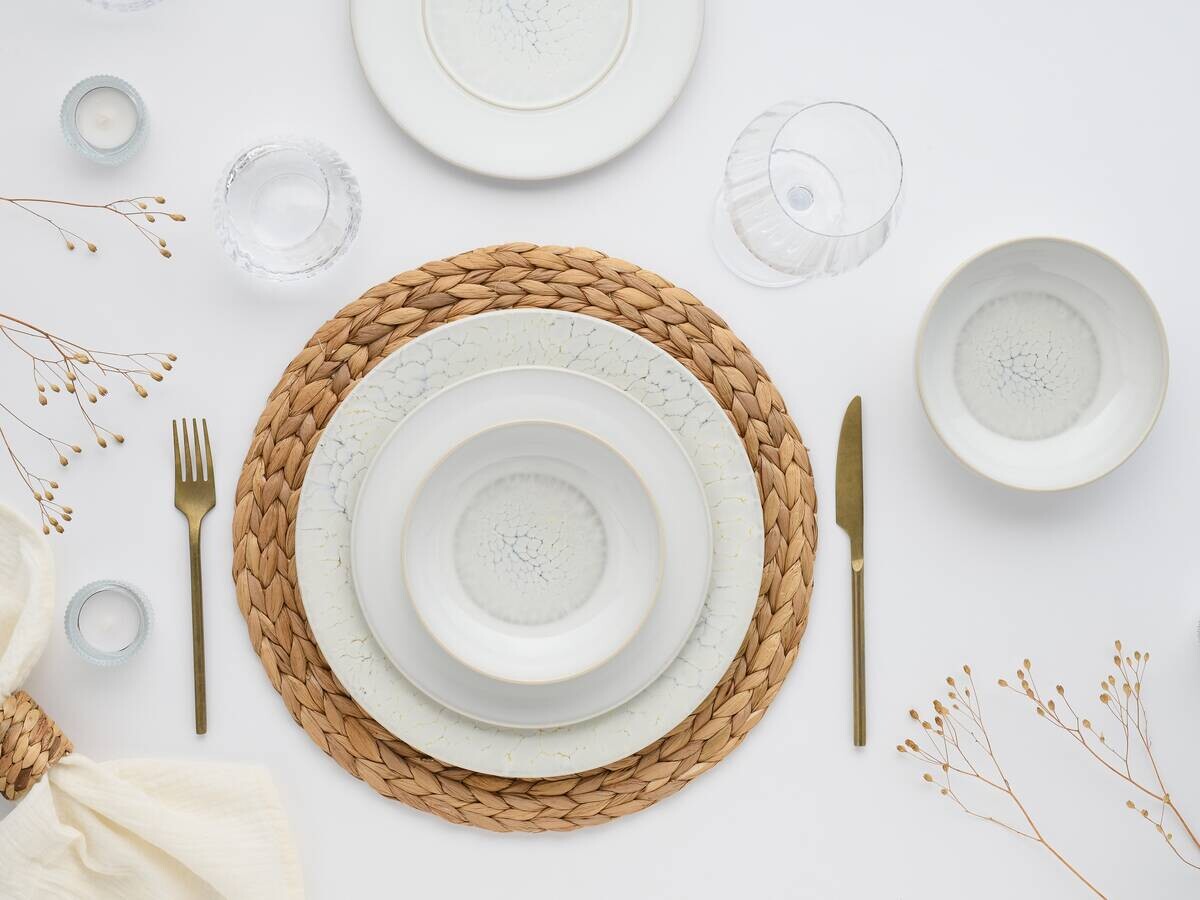 CreaTable Tafelservice Unico Toscania offwhite Steinzeug 12 tlg.