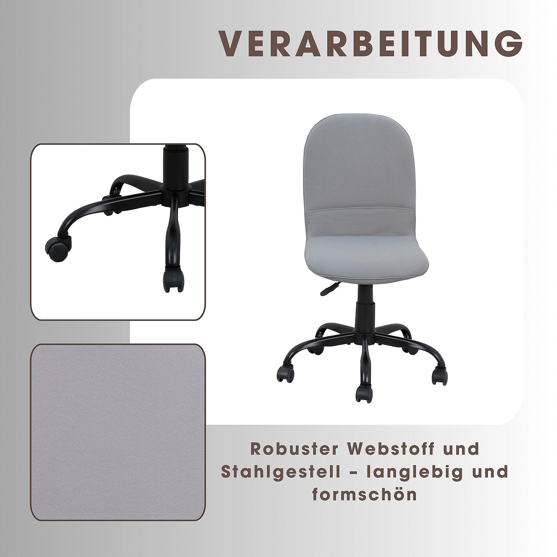 Drehstuhl TROLLY schwarz grau Metall Stoff