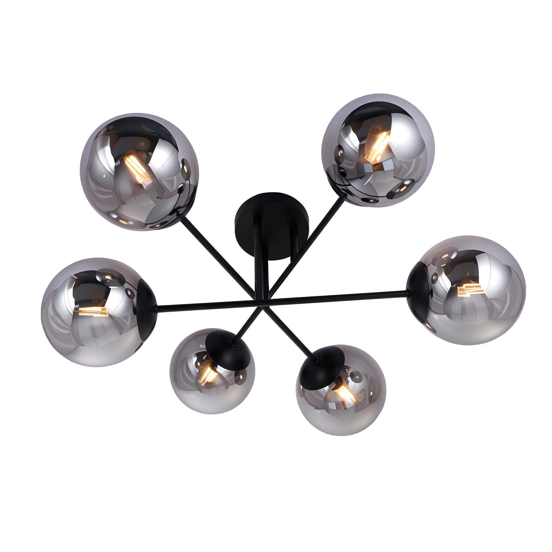 POCOline Deckenleuchte Space schwarz Rauchglas B/H/T: ca. 66x30x66 cm E14 6 Brennstellen