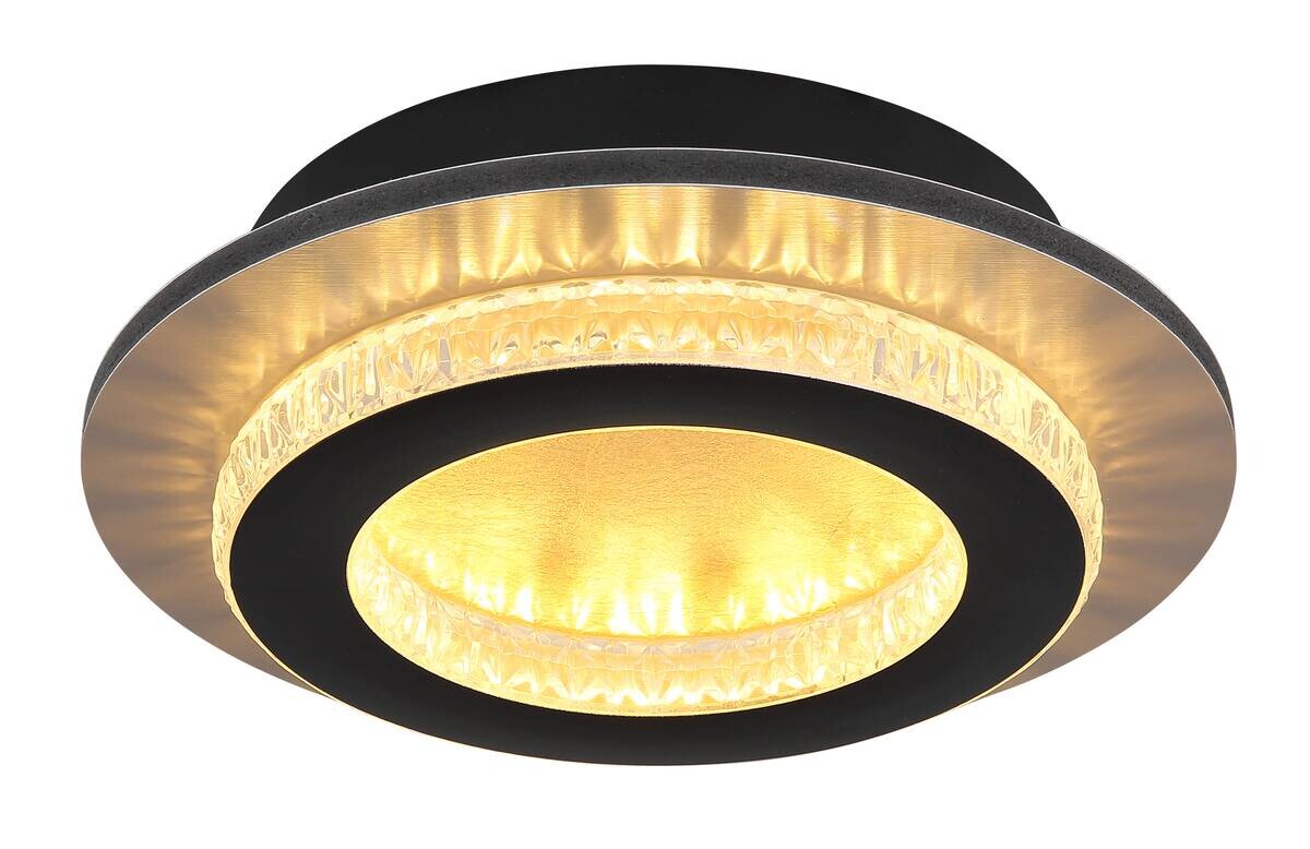 GLOBO LED-Deckenleuchte mattschwarz klar gold Metall Kunststoff H/D: ca. 5,5x20 cm 1 Brennstellen