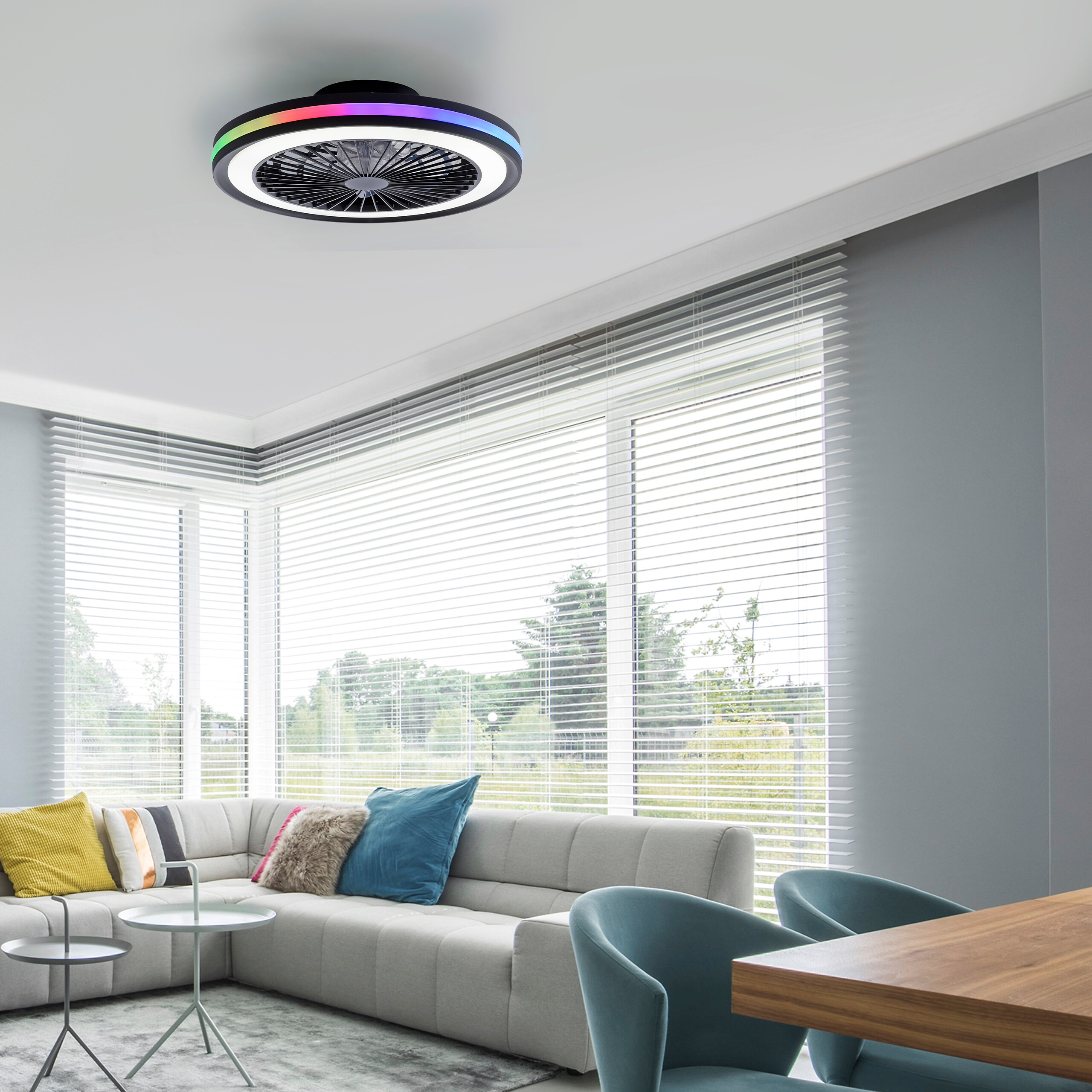 Just Light LED-Deckenventilator Brandon schwarz B/H/L: ca. 45,5x14x45,5 cm max. 36 W