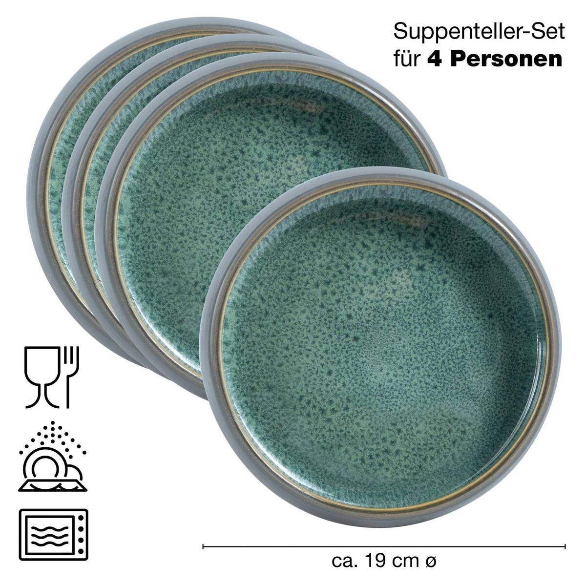 Moritz & Moritz Essteller tief grün Steinzeug H/D: ca. 5x19 cm