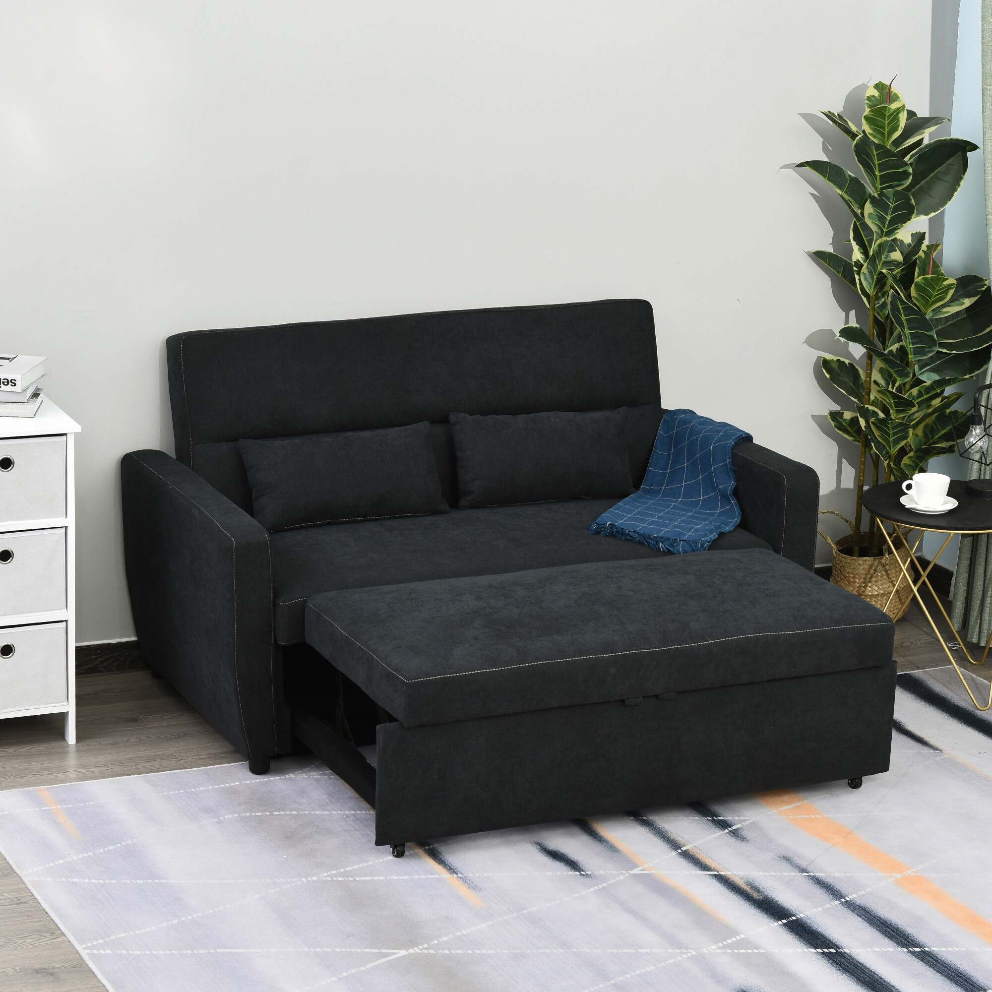 HOMCOM Schlafsofa 833-834 schwarz B/H/T: ca. 148x89x82 cm HOMCOM Schlafsofa 833-834 schwarz B/H/T: ca. 148x89x82 cm