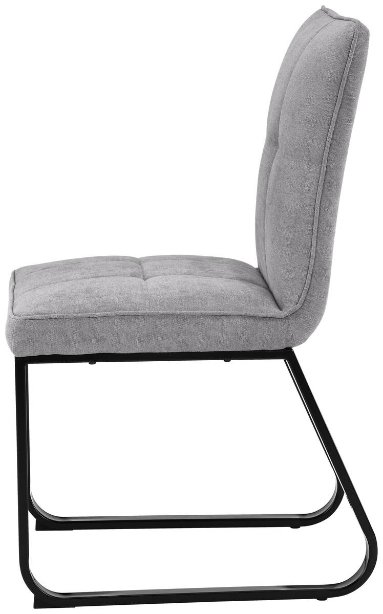 Stuhl TALEA 2er-Set hellgrau schwarz Webstoff Metall B/H/T: ca. 46x86x55 cm