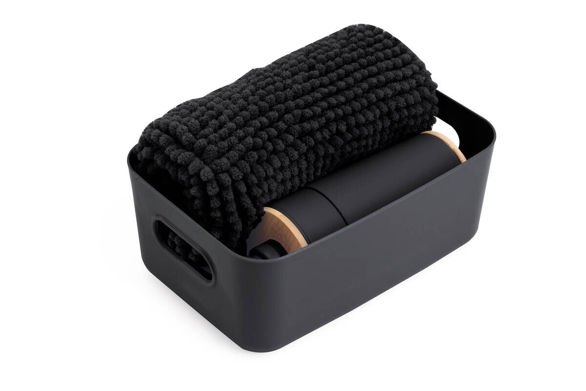 Sensation Badezimmer-Set schwarz natur Kunststoff Bambus