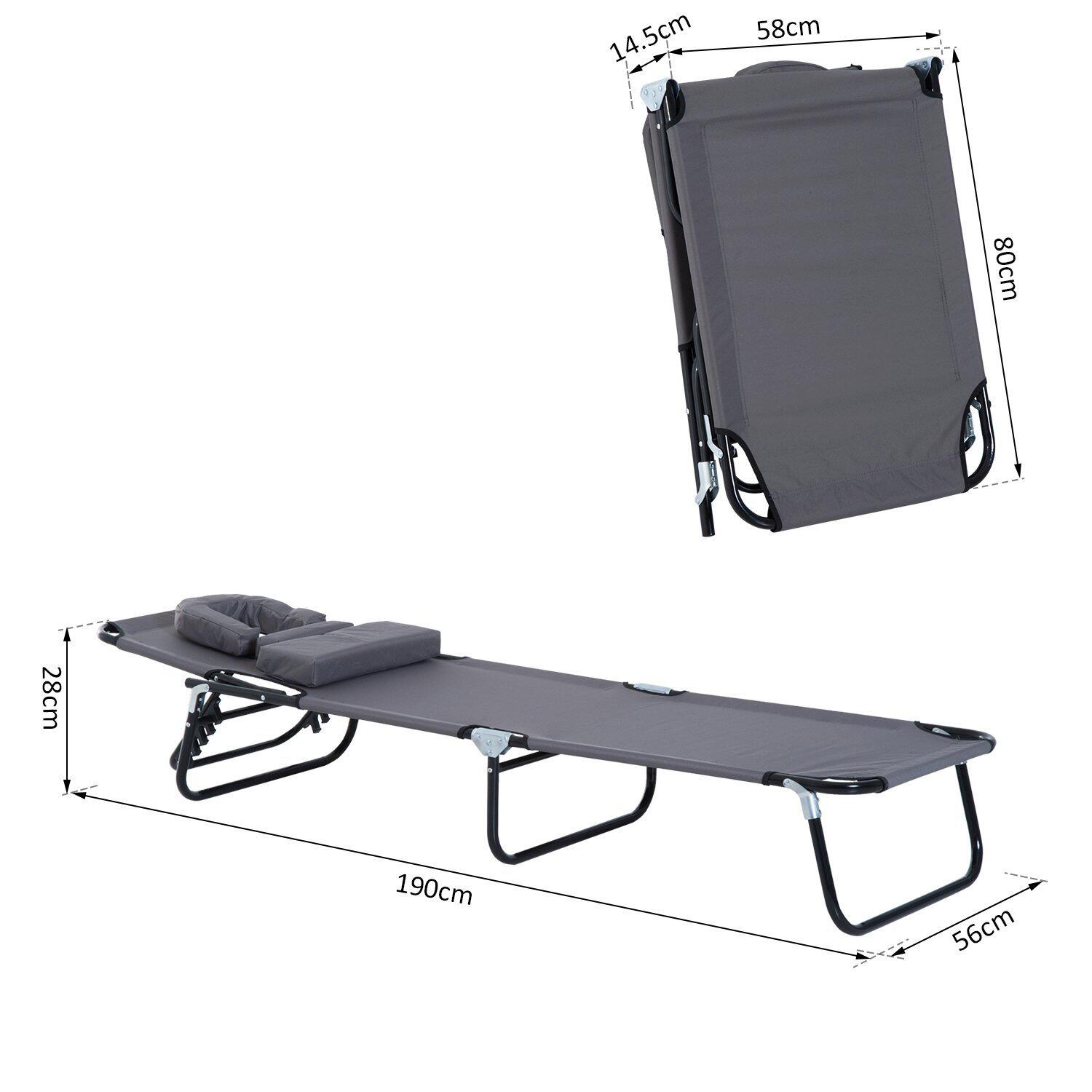 Outsunny Gartenliege grau Metall B/H/L: ca. 56x28x190 cm