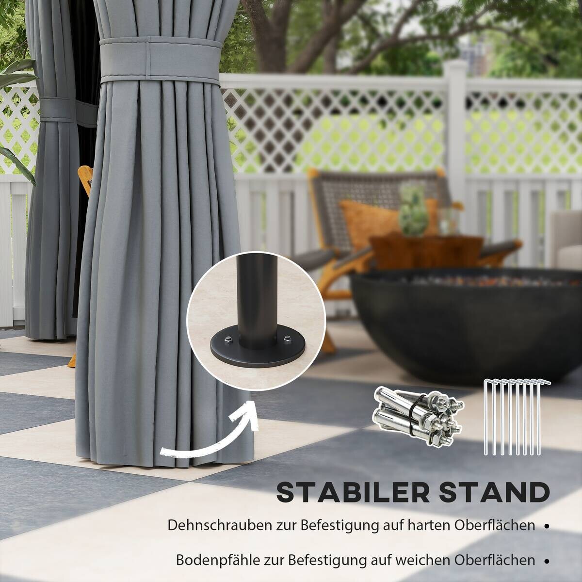 Outsunny Pavillon dunkelgrau Polyester B/H/L: ca. 306x269x306 cm