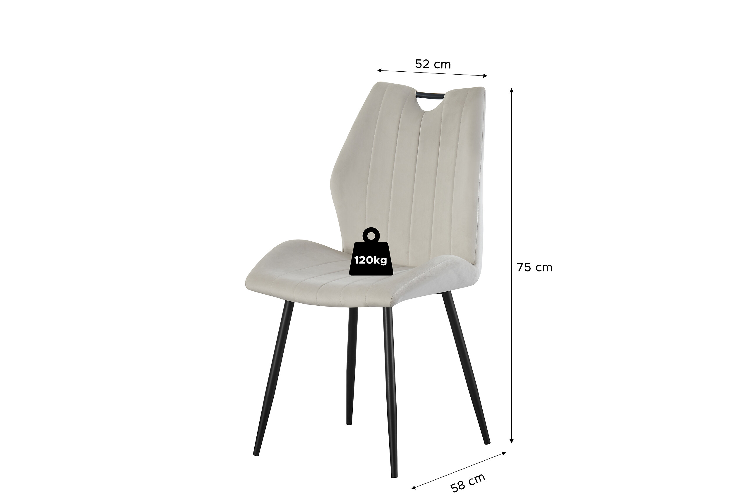 Stuhl CHRISTIN, 2er Set creme Samt B/H/T: ca. 52x58x75 cm