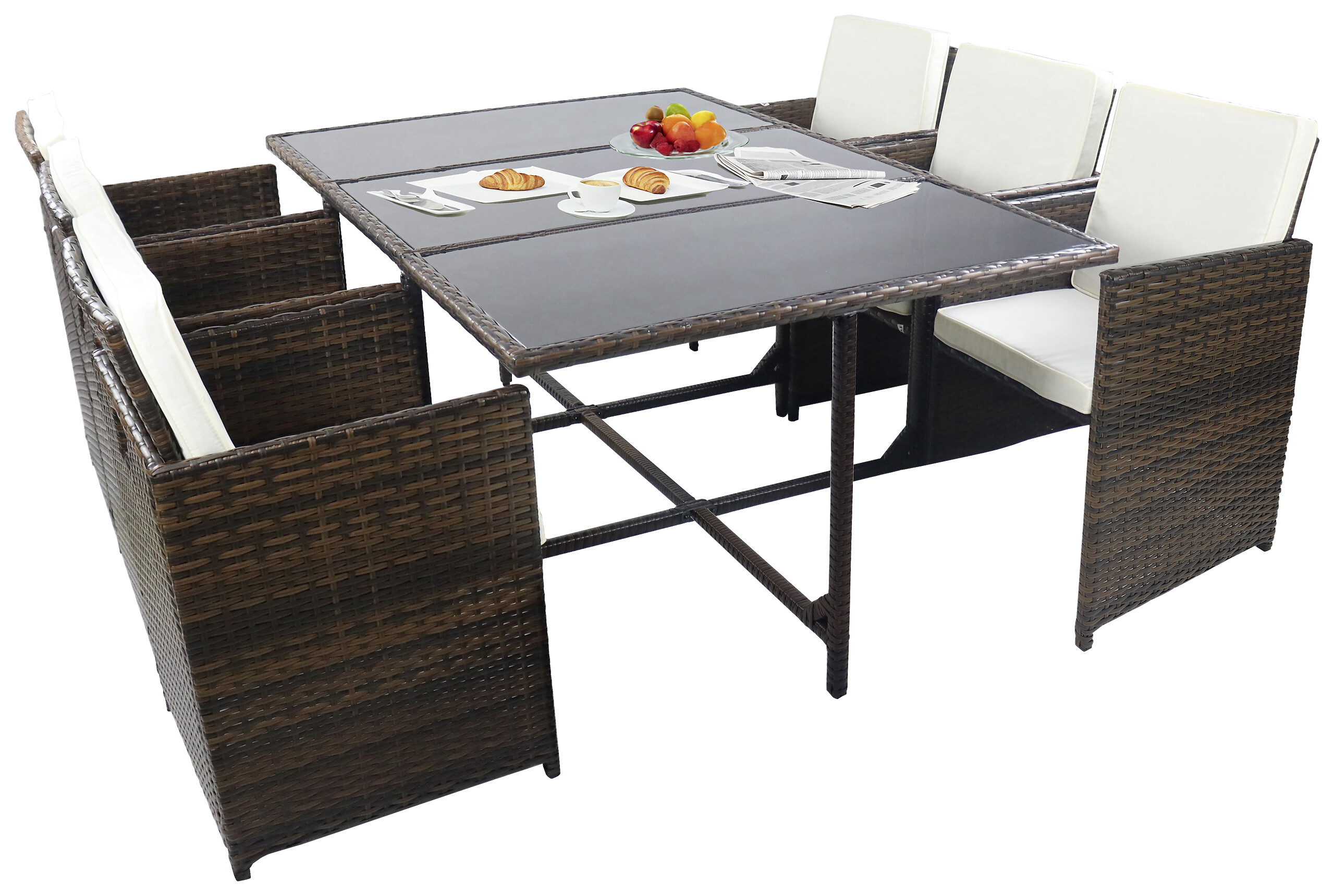 VCM Gartensitzgruppe Raloso braun Glas B/H/L: ca. 170x74x110 cm