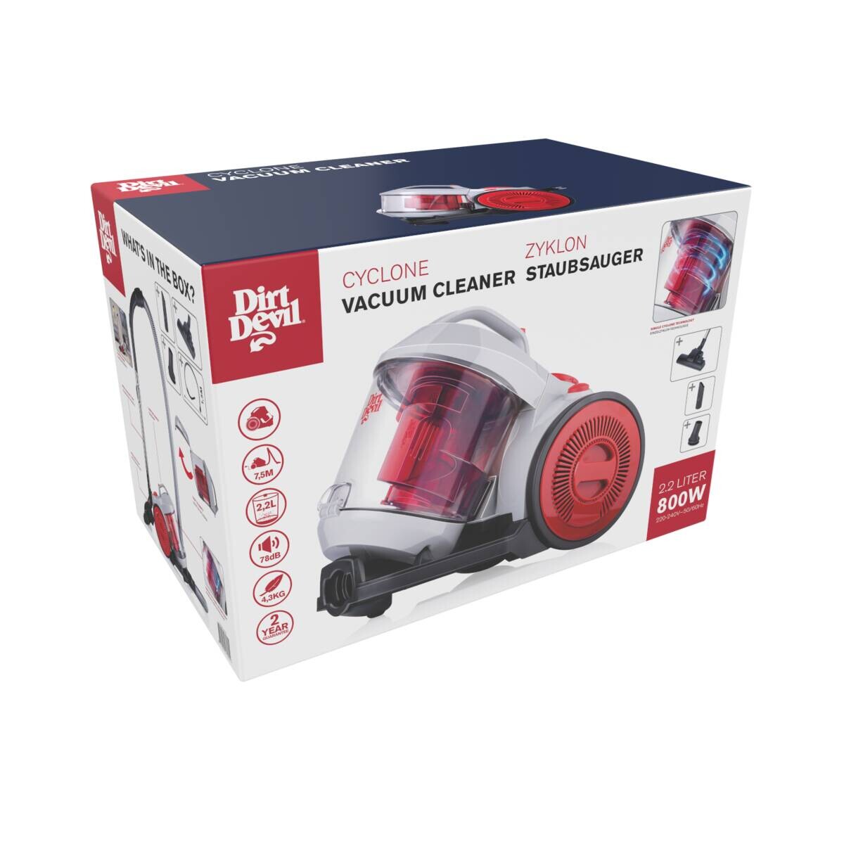 Dirt Devil Bodenstaubsauger DD2503 weiß rot