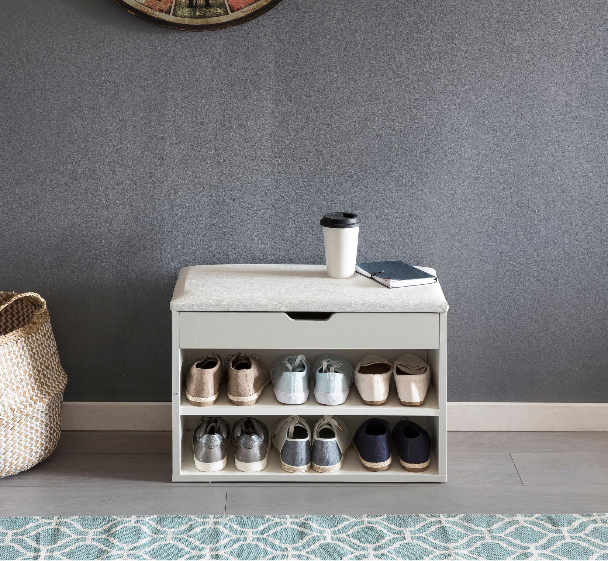 Schuhbank weiß weiß B/H/T: ca. 60x40x30 cm