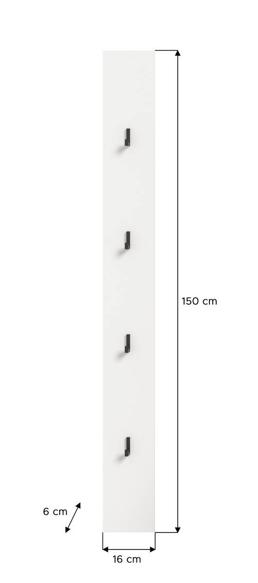 Garderobenpaneel Prisma weiß B/H/T: ca. 16x150x6 cm