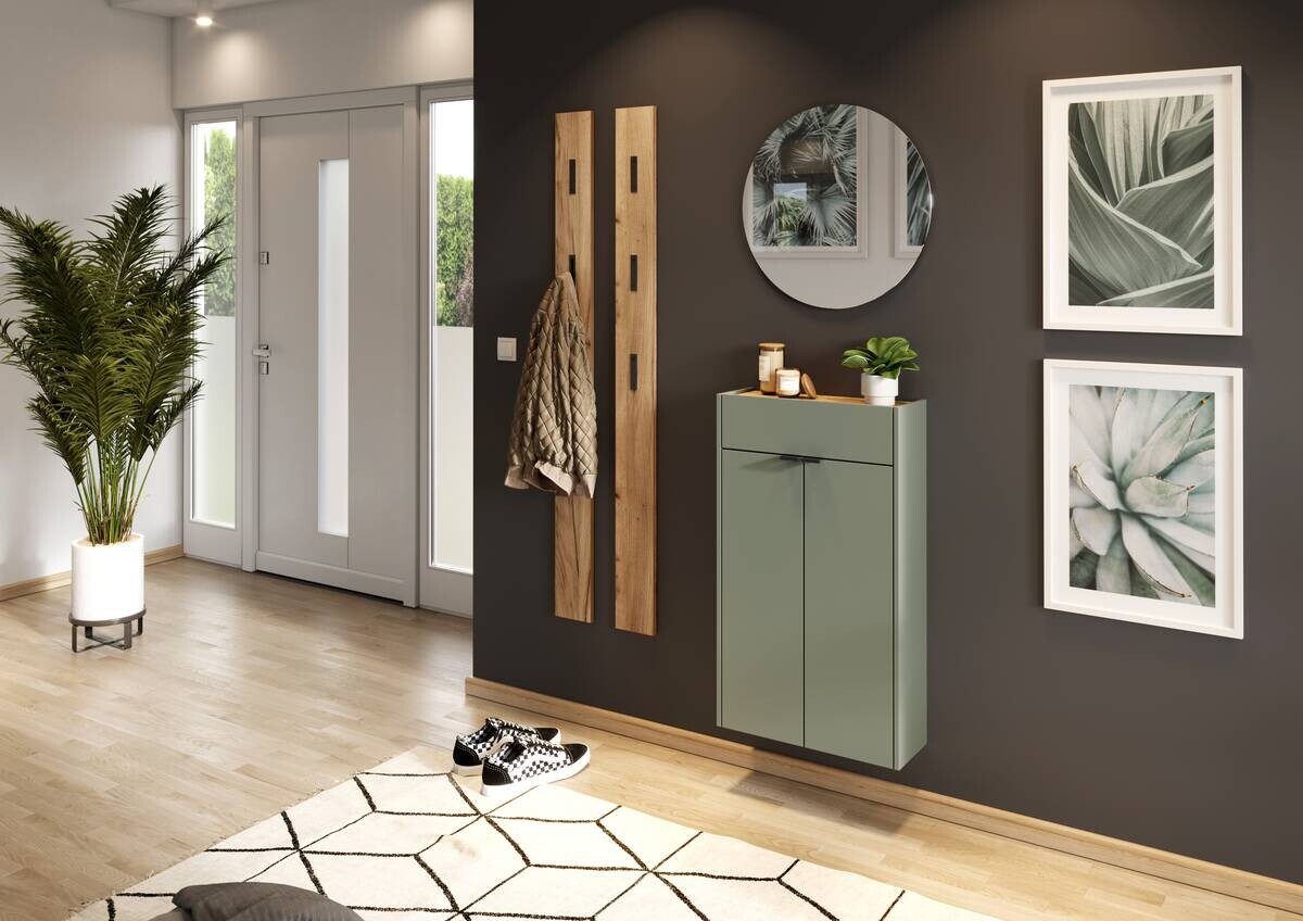 Mehrzweckschrank 1397-629 grün Eiche Navarra Nachbildung B/H/T: ca. 56x97x22 cm