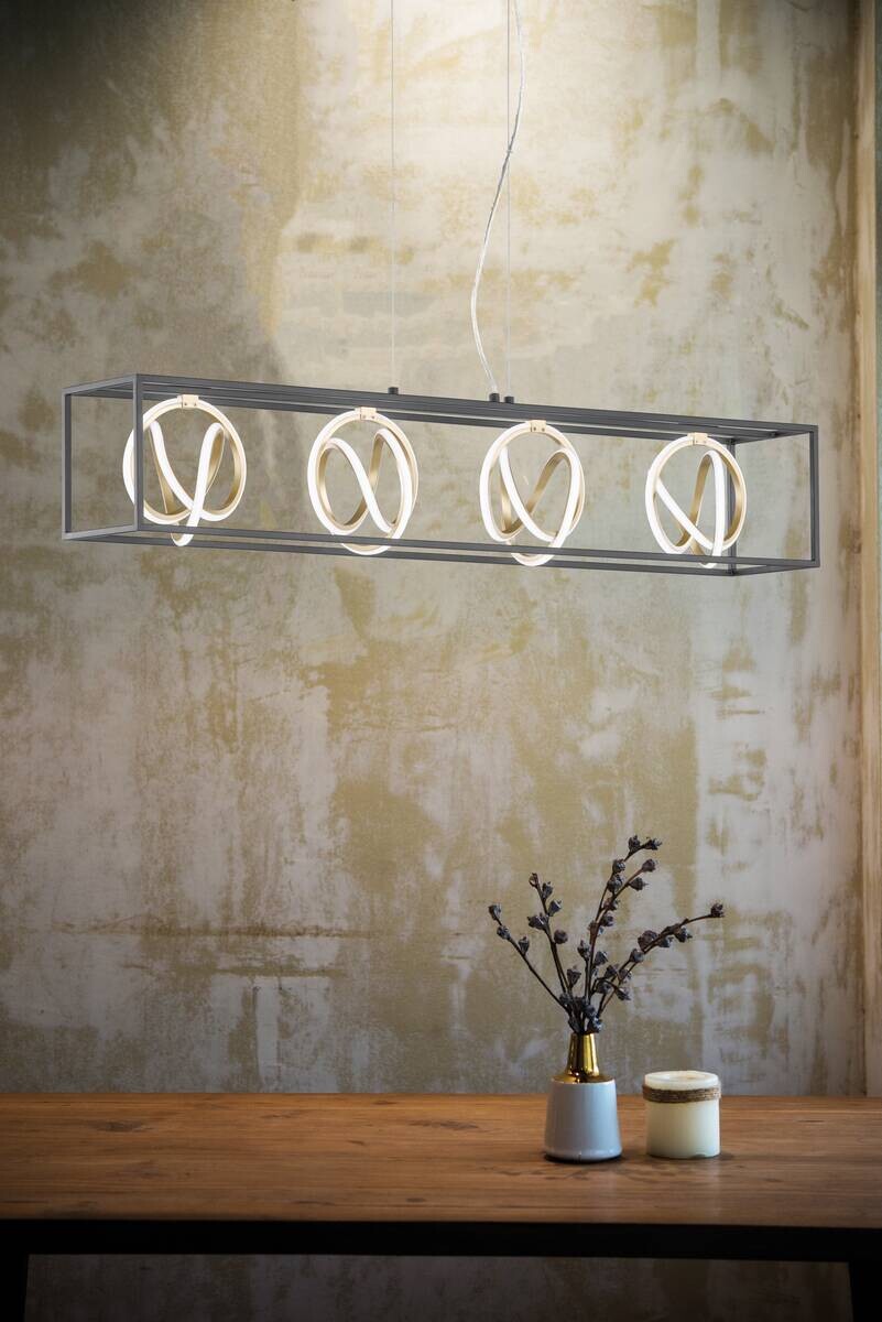 Fischer & Honsel LED-Pendelleuchte 60606 schwarz gold Metall Silikon B/H/T: ca. 110x150x20 cm 4.0 Brennstellen