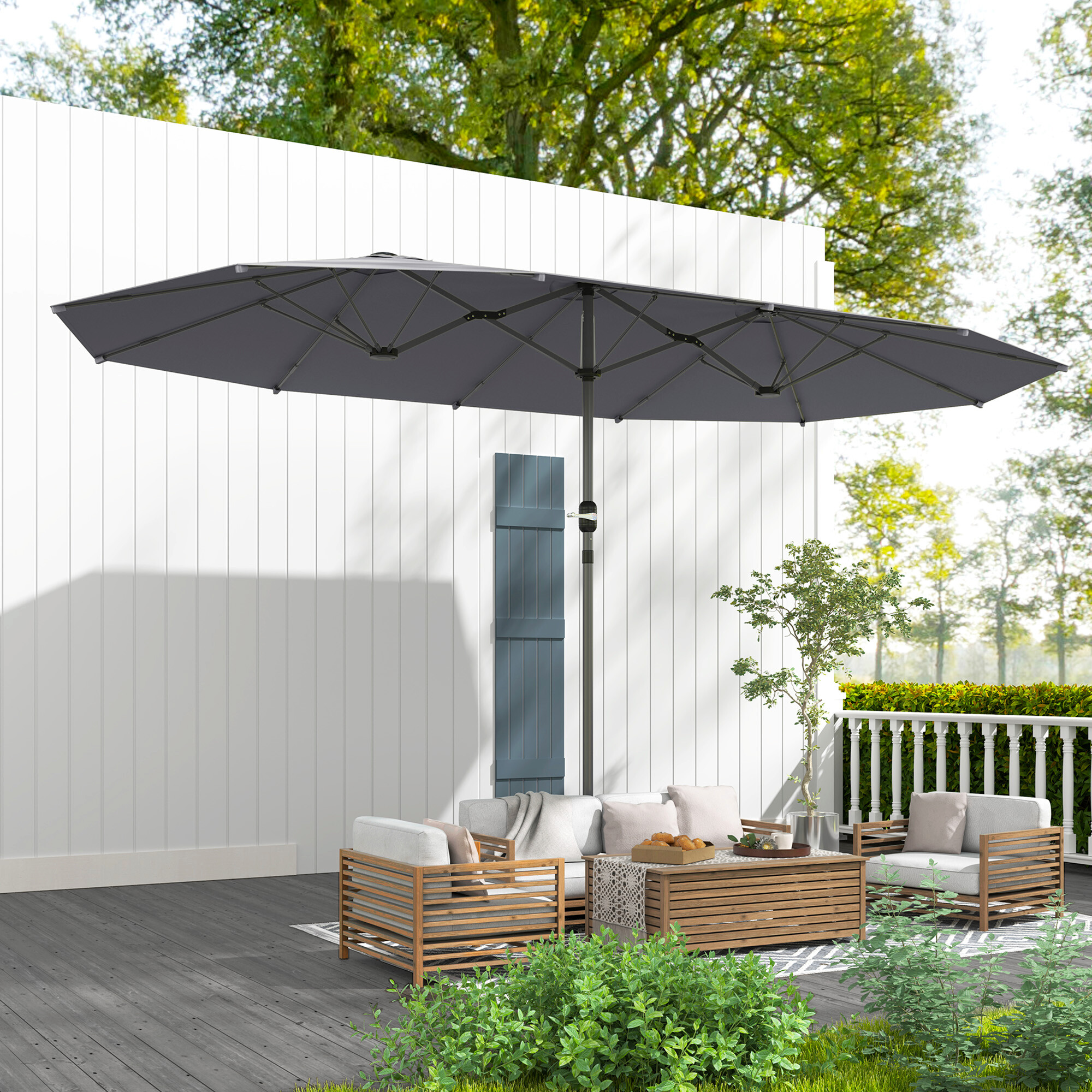 Outsunny Doppelsonnenschirm dunkelgrau Stahl B/H/L: ca. 260x240x436 cm