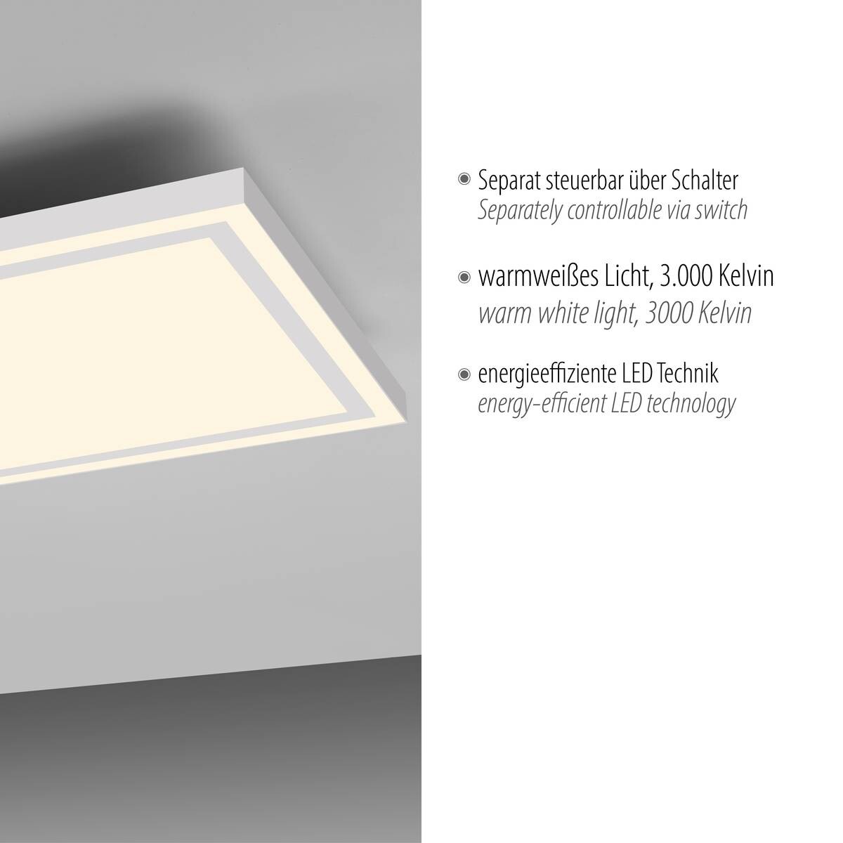 Just Light LED-Deckenleuchte BEDGING 14882-16 weiß Eisen Kunststoff B/H/T: ca. 80x5,6x35 cm 2 Brennstellen