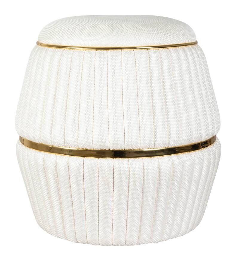 360 Living Hocker Doric 220 elfenbein gold H/D: ca. 53x51,5 cm