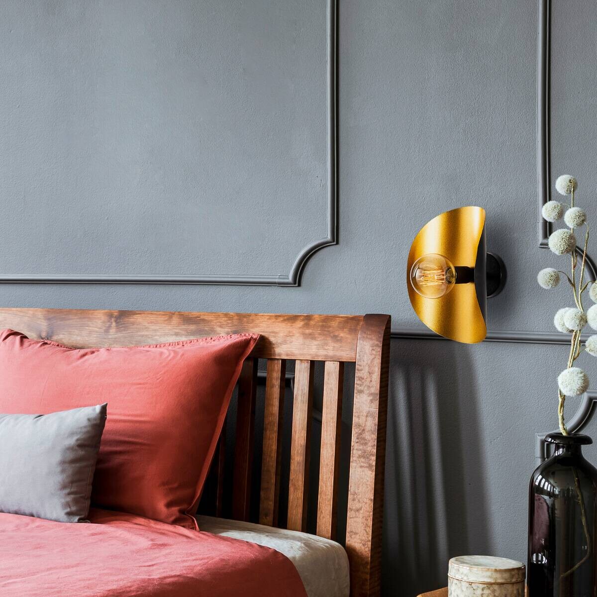 Opviq Wandleuchte Sivani gold schwarz Metall B/H/T/L: ca. 13x30x13x17 cm E27 1 Brennstellen