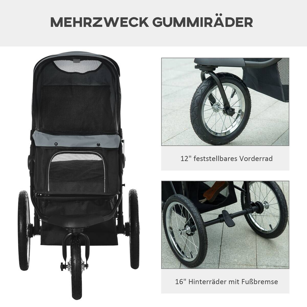 PawHut Hunde-Zubehör grau Polypropylen B/H/L: ca. 58x111x107 cm