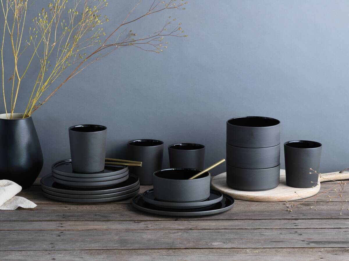 CreaTable Kombiservice Futuro schwarz Steinzeug 16 tlg.