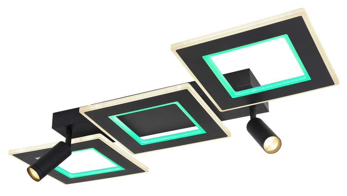 GLOBO Deckenleuchte schwarz Opal Metall Acryl B/H/L: ca. 56x11,5x82 cm 2 Brennstellen